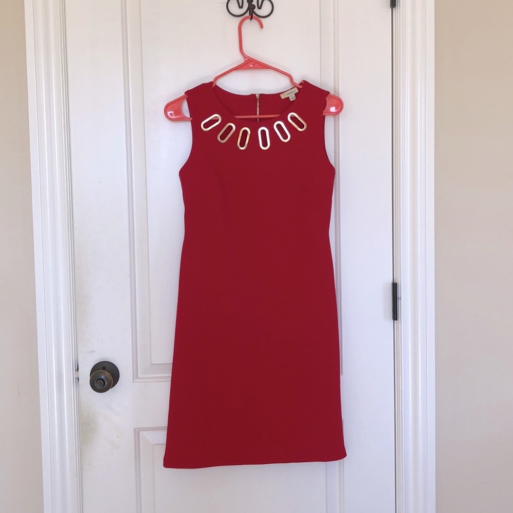 Red Dress w/ Gold Metal Details